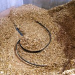 Woodchip rake & auger feed system